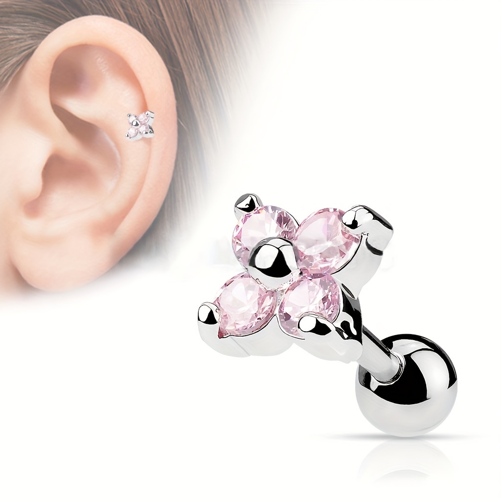 Multicolor Flower CZ Stud Earrings 316 for Daily Wear